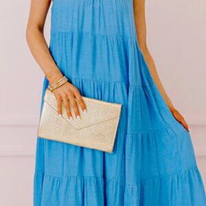 Entro Elegant Blue Halter Maxi Dress Size M- EUC